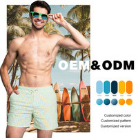 Short de bain décontracté pour homme grande taille à séchage rapide, 100 % nylon, imprimé rayé, extensible dans quatre directions, respirant, écologique et élastique
