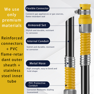 Tuyau <span class=keywords><strong>de</strong></span> <span class=keywords><strong>gaz</strong></span> <span class=keywords><strong>flexible</strong></span> en PVC jaune-vert sur mesure, conduit <span class=keywords><strong>flexible</strong></span> anti-mastication, tuyau <span class=keywords><strong>de</strong></span> <span class=keywords><strong>gaz</strong></span> ondulé - Product Image 2