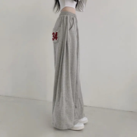 Pantalons pour femmes de style coréen, coupe décontractée, pour le printemps, l'automne et l'hiver : taille haute, fluide, brodé