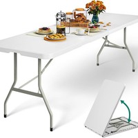 Table de pique-nique pliante facile à monter, robuste, rectangulaire, pour le camping en plein air, en plastique, portable
