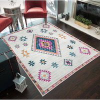 Tapis en velours cristal abstrait vintage pour salon, résistant aux taches, antidérapant, style marocain décoratif rétro