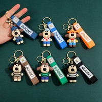 Porte-clés en silicone personnalisé en forme de chien dessin animé, pendentif de sac, figurine décorative pour voiture, unisexe, pour fêtes