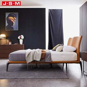 Derniers meubles de luxe pour chambre à coucher Ensemble de lit Lit double king size en bois massif avec tissu - Product Image 3