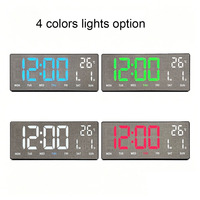 Horloge murale numérique LED grand format avec alarme, calendrier, minuteur, réglage de la luminosité, température intérieure, pour chambre et bureau, certifiée BSCI