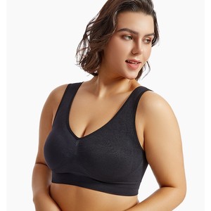 Sujetador Deportivo Inalámbrico Negro Tallas Grandes SML de Nylon para Yoga - Product Image 1