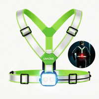 Lampe de course LED rechargeable étanche IPX6 personnalisée avec double sangle, gilet de sécurité réfléchissant, lumière de poitrine LED d'avertissement nocturne