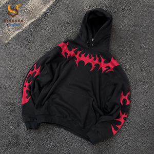 Sweat-shirts pour hommes personnalisés avec broderie 3D, patchs vieillis, coupés et cousus, effet délavé à l'acide - Product Image 1