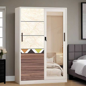 Armadio scorrevole salvaspazio di design cinese moderno, molto venduto, con motivo artistico astratto, in acciaio, per camera da letto, ideale per appartamenti e ville - Product Image 4