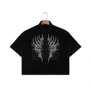 เสื้อฮู้ดดี้สีดำแบบสั่งทำพิเศษสำหรับผู้ชาย ทรงโอเวอร์ไซส์ แขนสั้น สวมหัว มีฮู้ด สไตล์สตรีทแวร์ - Product Image 2