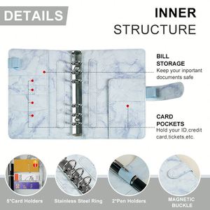 <b>Wholesale</b> <b>A6</b> Leather <b>Budget</b> <b>Binder</b> Set Cash Envelope Planners with Expense Sheets and Label Stickers-Gift Option - Product Image 2