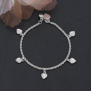 Bracelet de charme pour femme JXX en gros, plaqué argent, chaîne torsadée et chaîne cubaine en forme de cœur - Product Image 3