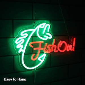 Dimmable LED <span class=keywords><strong>poisson</strong></span> vert <span class=keywords><strong>rouge</strong></span> mur enseignes au néon pour chambre salon homme grotte Yacht décor pêche homme cadeaux paysage néon lumière - Product Image 2