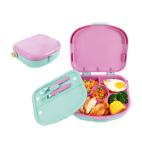 Boîte à lunch bento pour enfants de 44 oz (5,5 tasses) avec 4 compartiments, logo personnalisé, anti-fuite, écologique, micro-ondable, pour la rentrée scolaire, vente en gros