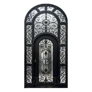 High-Quality Trade Price Front Iron Doors Entrance Wrought Accessories Wrought Iron Entry Door