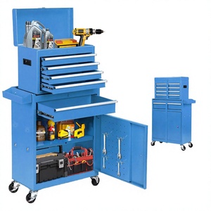 Coffre à outils roulant à 5 tiroirs avec 2 casiers et armoire de rangement amovible, système de double verrouillage OEM, hauteur réglable - Noir - Product Image 2