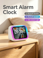 Haut-parleur intelligent de bureau AI avec écran numérique LED, WiFi, Bluetooth, commande vocale, assistant domestique, lecteur de musique, appareil intelligent