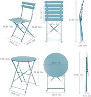 Ensemble de table et chaises pliantes en métal pour patio extérieur, bistro, camping, jardin, meubles portables