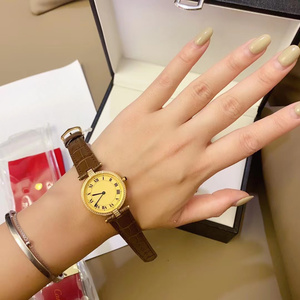 Womens Dainty Small Dial Gold Tone Watch Classic Brown Leather Automatic Machinery Wristwatch for Casual Formal Wear - Product Image 6