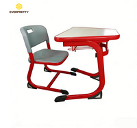 Proyecto de Muebles Escolares Personalizados al por Mayor, Conjuntos de Mesa y Silla de Estudio para Aula con Estructura Metálica Moderna y Colorida