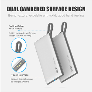 Wst Fabriek Directe Prijs 10000Mah Usb C Mobiele Telefoon Opladen Dock Station Openbare Power <span class=keywords><strong>Bank</strong></span> Met Ingebouwde Kabel - Product Image 4
