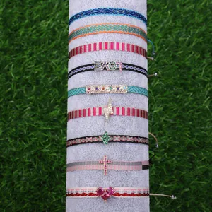 Gelang kain CZ gelang jimat warna-warni Miyuki manik-manik buatan tangan kata gelang untuk wanita