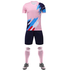 Fabriek Verkopen Goedkope Heren Voetbal Club Jerseys Blanco Roze Voetbal Kits Met Shorts