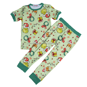 Vente chaude Bébé Vêtements De Nuit Imprimer Fibre De Bambou Deux Pièces Enfants Pyjamas Ensembles En Gros Noël Imprimer Petits Garçons Filles Dormeurs - Product Image 4