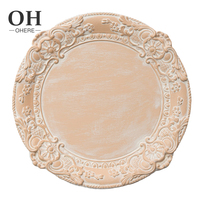 Assiette de service ronde en bois, peinte à la main, sculptée artisanalement, 13 pouces, matériaux écologiques de bonne qualité, neuve