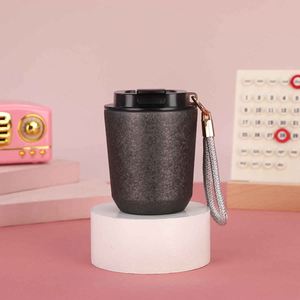 Stainless Steel Tumbler With Rope Modern Design Vacuum Insulated Travel <b>Cup</b> Round Shape For All Users - Product Image 5