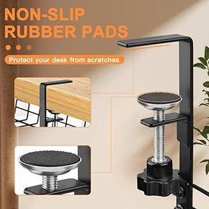 2 confezioni 15.7 "senza trapano da tavolo vassoio portaoggetti in metallo robusto cestello cordicella organizzatore Clamp Rack - Product Image 5