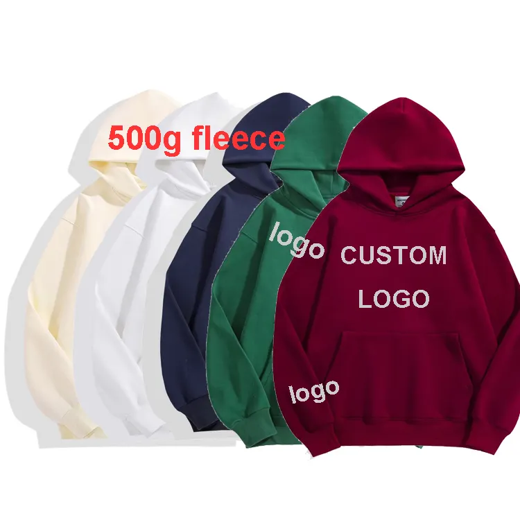 Men Custom LOGO Hoodies Fleece Sweatshirt Heavy Weight 500G Oversize Pullover Hoodies Sweatshirts