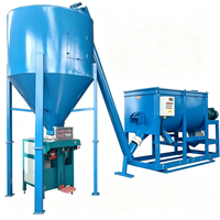 Ligne de production de mortier sec simple avec élévateur à vis, mélangeur principal horizontal, élévateur secondaire, silo de finition et machine d'emballage