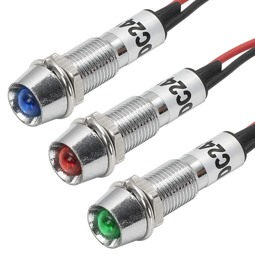 Indicatore da 8MM a Led indicatore di navigazione a prova di esplosione indicatore di segnale in metallo con cavo da 150MM per macchina per autocarri