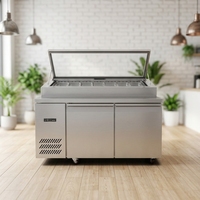 Table de préparation réfrigérée haute qualité pour salades et pizzas, avec vitrine congélateur pour salades et pizzas