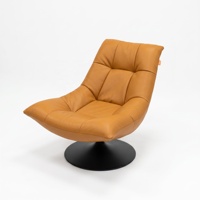 Fauteuil pivotant en cuir PU orange, fauteuil d'appoint ergonomique design avec base pivotante ronde en métal pour villa, hôtel, salon