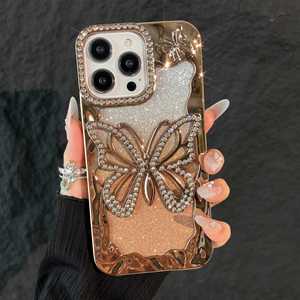 เคสโทรศัพท์ iPhone 17promax แฟชั่นหรูหรา iPhone15 ชุบเคลือบด้วยกลิตเตอร์เพชรรูปผีเสื้อ 14 กลิตเตอร์สีชมพู 13 - Product Image 3