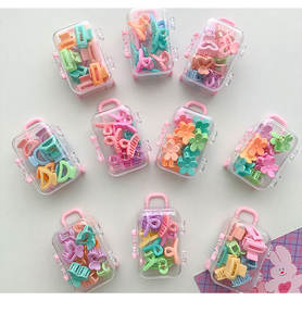 مجموعة مشابك شعر بلاستيكية صغيرة لطيفة للأطفال بتصميم كرتوني للحروف الأبجدية والزهور، إكسسوار شعر عصري للحفلات - Product Image 6