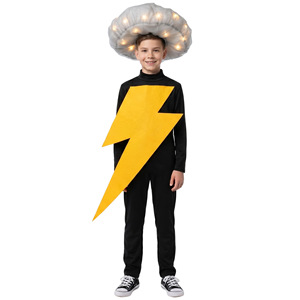 Costume de cosplay éclair pour enfants, avec coiffe nuage lumineuse, combinaison pour spectacle de scène d'Halloween, âge 8-13 ans - Product Image 5
