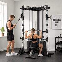 FRS Machine Smith multifonctionnelle avec crossover par câble, entraîneur fonctionnel, double blocs de poids 70kg*2, conception d'angle en acier, pour salle de sport à domicile
