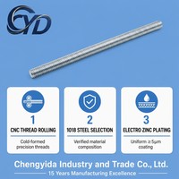 8.8 Grade Galvanized Full Thread Metric DIN976 Round Head Threaded Rod Blue-white Zinc Plated Carbon Steel M8-M48 CYD Brand