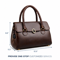 Tas Selempang Kulit Asli Anti Air Warna Cokelat Tua Dua Pegangan, Custom Logo OEM/ODM Guangzhou China, Unisex