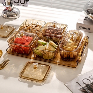 Serveerschaal Verdeelde Schalen Met Deksel Snackbakje 6 Verwijderbare Doorzichtige Kom Serveerschaal Voor <span class=keywords><strong>Fruit</strong></span> Snacknoot Tafelblad Interieur - Product Image 6