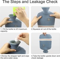 Poche d'eau chaude 2L avec couvercle en tricot, bouillotte pour soulager la douleur, les crampes, les nuits confortables