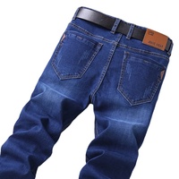 Jean extensible de haute qualité pour hommes, pantalon en Denim noir et bleu à jambe droite pour hommes, printemps et automne