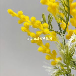 Fleurs artificielles en soie jaunes Mimosa Secret Garden, décorations pour la maison, accessoires de mariage - Product Image 1