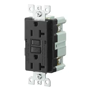 Zwarte Usa Smart Duplex Zelf-Test 125V 20Amp Wr Tr Gfi Socket Stopcontact Aardlekschakelaar Socket Vergaarbak Outlet