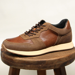 Zapatos Deportivos de Piel Genuina para Hombre, Transpirables, de Tacón Bajo, Estilo Casual, con Bloques de Color y Diseño de Parches - Product Image 1