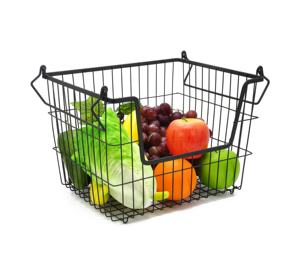 Three Sizes Metal Iron Wire Laundry Fruit Vegetable Storage Stackable Basket With Handle