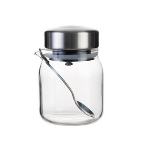 โถแก้วบอโรซิลิเกตพร้อมฝาปิดทำจากสเตนเลสสตีลพร้อมช้อนสำหรับตกแต่งโต๊ะกาแฟ - Product Image 2