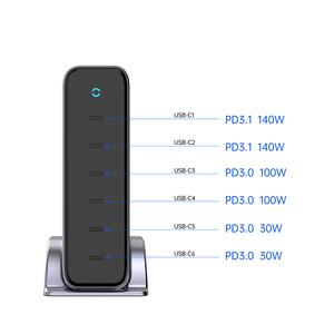 Chargeur multiport Tommox GaN 300W 6C, station de charge rapide USB-C pour ordinateur portable, chargeurs rapides de type C pour Macbook, Ipad, <span class=keywords><strong>Ipone</strong></span> - Product Image 4